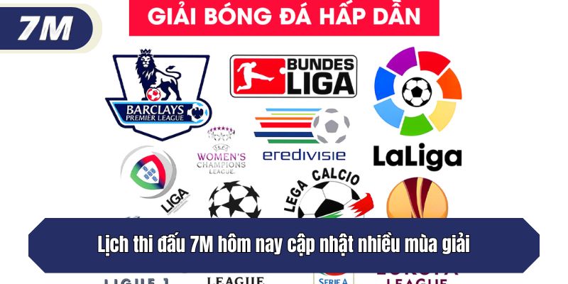 Lịch thi đấu 7M hôm nay cập nhật nhiều mùa giải